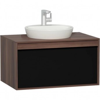 ф VITRA METROPOLE 80 см из искуственного камня, c 1 ящиком, цвет сливовое дерево, фасад черное акриловое стекло ф VITRA METROPOLE 80 см из искуственного камня, c 1 ящиком, цвет сливовое дерево, фасад черное акриловое стекло