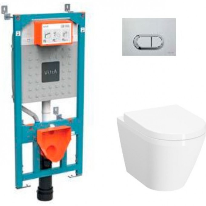 Инсталляция с унитазом VITRA INTEGRA ROUND L-BOX с толстым быстросъёмным сиденьем с микролифтом, клавиша хром матовый 9004B003-7202 Инсталляция с унитазом VITRA INTEGRA ROUND L-BOX с толстым быстросъёмным сиденьем с микролифтом, клавиша хром матовый 9004B003-7202