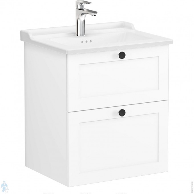 Тумба VITRA ROOT CLASSIC 60 см с классической раковиной 2 ящика матовый белый 68848 Тумба VITRA ROOT CLASSIC 60 см с классической раковиной 2 ящика матовый белый 68848