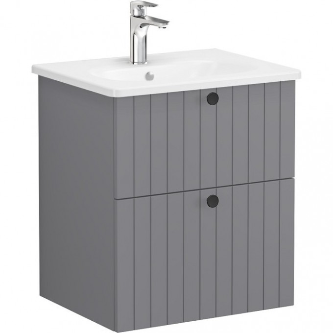 Тумба VITRA ROOT GROOVE 60 см с круглой раковиной 2 ящика матовый серый 69417 Тумба VITRA ROOT GROOVE 60 см с круглой раковиной 2 ящика матовый серый 69417