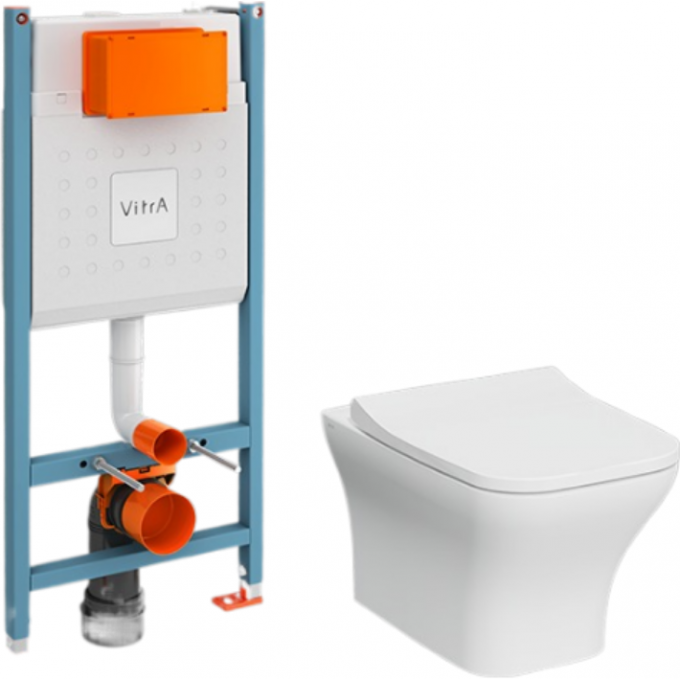 Унитаз с инсталляцией VITRA MIA SQUARE L-BOX кнопка хром 9875B003-7201 Унитаз с инсталляцией VITRA MIA SQUARE L-BOX кнопка хром 9875B003-7201
